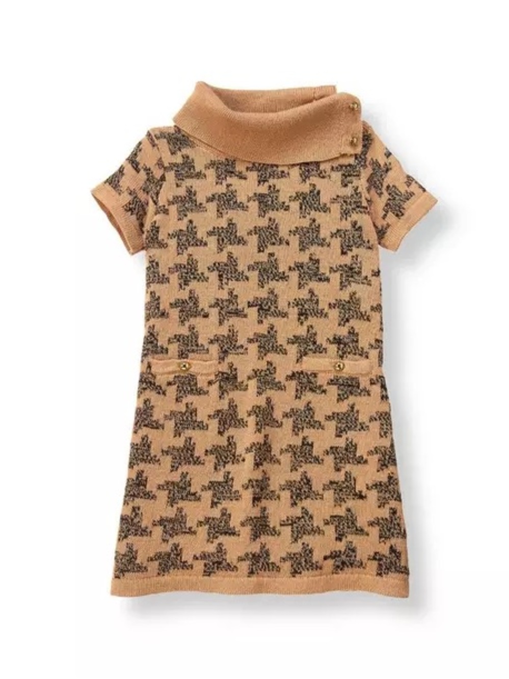 Janie and Jack 4 houndstooth sweater dress butterscotch girls short sleeve